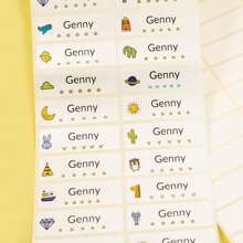 100/200/500入組個人化姓名標籤，小型自訂名字透明貼紙-防水姓名標籤，定制文具貼紙，幼兒園用品，個性化標籤 - 透明 - 查看 7