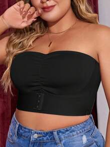 Sujetador sin tirantes y talla grande para mujer con diseño de hebilla frontal, ropa interior suave y cómoda sin aro de acero