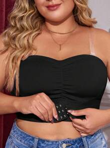 Sujetador sin tirantes y talla grande para mujer con diseño de hebilla frontal, ropa interior suave y cómoda sin aro de acero