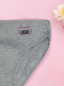 Conjunto de 5 Calzones de algodón para dama, con lindo diseño de frase SPRING, multicolor, suaves, cómodos y ligeros. (los colores se envían al azar) - Multicolor - Ver 3