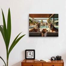 1pcs Framed Tiger Poster Swimming Wildlife Art Jungle House Print Home Wall Painting Print Poster Suitable For Contemporary Living Room Bathroom Bedroom Hotel Apartment Villa Gallery Kids Room Nursery Classroom Home Office Decoration Ready To Hang - Multicolor - View 2