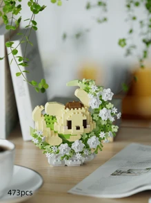 18 Pcs Cute Moon Flower Animal Building Blocks, DIY Animal Series Blocks, Desktop Decoration, Stress Relief, Home Decor, Assembling Figurine, Office Desk Accessories, Birthday Gift, New Year Gift, Christmas Gift, Suitable For Girlfriend Birthday, Creative Valentine's Day Gift