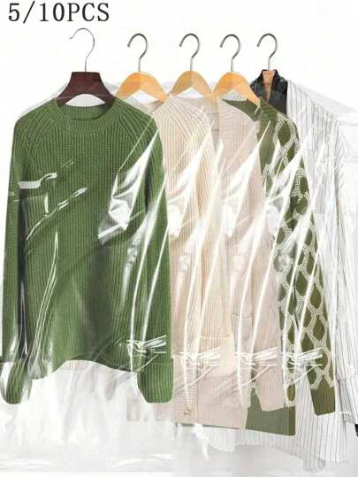 1/5/10pcs Clothing Dustproof Cover, Transparent Plastic Clothes Dust Bag, Hanging Garment Bags, Dry Cleaner Garment Hanging Bags, Reusable Dustproof Bag, Suitable For Coat And Suit For School, Office,Household,Travel For Shirt, Suit, Dress, Coat, Portable Dust Proof Garment Bagsbedroom,Organizer,Organiser,Home Storage,White T Shirt Women,Black Pants Women,Ladies Winter Clothes,Dress,Winter Clothes For Ladies,Elegant Woman Dresses,White Shirt For Ladies,Long Sleeve,White Jumpsuit For Women,Spring Dresses For Women,Spring Outfits For Women,Spring,Spring Clothes,Minimalist,Summer Tops