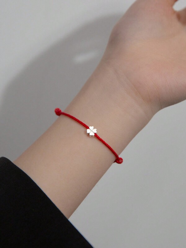 1 قطعة سوار مضفر ذو تصميم بسيط من الفضة الإسترليني عيار 925، يأتي مع علبة هدية، مناسب للإرتداء اليومي للنساء