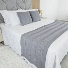 Knitted Blanket Bedspread For Double Bed Links - ONLY THE FEET - Grey - View 2