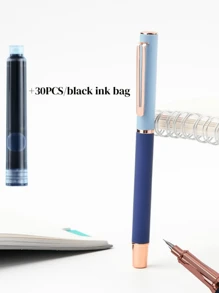 [Customized] Engraved On The Pen Shaft / Provide 1pc Elegant, Fashion, Beautiful Custom Ink Refillable Fountain Pen With 0.28mm Fine Nib / Smooth Writing, Comes With 30pcs Ink Cartridges 3.4mm In Diameter, Thoughtful Daily Writing/Calligraphy Pen, Personalized Gift For Valentine's Day, Christmas, Father's Day, Teacher's Day, Thanksgiving Back To School