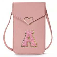 手机包斜挎包卡包触摸屏女士翻盖钱包托特包带首字母手提包小袋单肩包手机壳手拿包手机钱包拉链单肩斜挎包轻便、现代、商务信用卡 - 粉色 - 查看 13