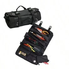 Multipurpose 6-In-1 Waterproof Oxford Cloth Tool Organizer Roll-Up, Portable Electrician Tool Bag, Heavy-Duty Rollup With 6 Compartment Pockets
