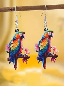 2pcs Vivid Bird Acrylic Dangle Earrings, Vintage Style Fashion Earrings For Women - Style 1 - View 13