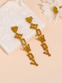 1 Pasang Anting Gantung Akrilik Gaya Koboi Barat "Howdy", Merah Muda Berkilau - anting-anting - View 5