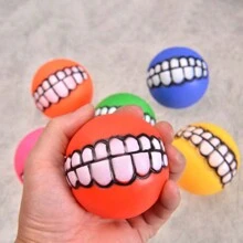 Pet Dog Tooth Shaped Chewing & Sound Making Toy, Rubber Squeaky Ball Toy For Large Dogs, Multi-Color - Multicolor - View 5