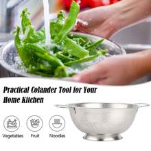 3 Quart Stainless Steel Colander With Handle,  Kitchen Food Strainer Basket For Pasta, Spaghetti, Berry, Fruit, Vegetable - Silver - View 5