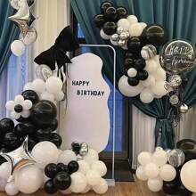 120pcs Black And White Latex Balloon Wreath Set, Suitable For Weddings, Valentine's Day, Birthdays, Pop Parties, Graduation Ceremonies, Family Gatherings, And Bachelor Parties