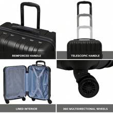 Premium Hard Shell Lightweight Cabin Suitcase - 8 Spinner Wheels - Built-In Side Lock & USB Port - Luggage Approved For Over 100 Airlines Including  , Ryanair & Jet2-55x35x20cm - Black/Black - View 6