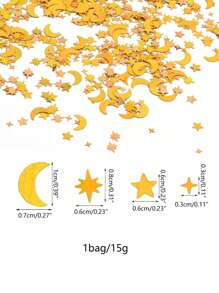 1 bolsa/15g Confeti con estrellas y lunas, confeti brillante, confeti metálico dorado y plateado, con estrellas, lunas, lentejuelas, para bodas, fiestas, regalos, decoración, manualidades, bricolaje