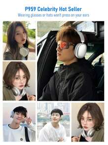 Auriculares inalámbricos inteligentes con montaje en la cabeza, a prueba de ruido, con batería de larga duración, compatible con tarjeta TF y entrada AUX, adecuado para juegos y deportes.