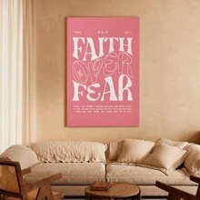 1pc Framed Canvas Poster, Modern Christian Pink Girl Preppy Decor Wall Art Canvas Paintings, Ideal Gift For Bedroom Living Room Corridor, Wall Art, Room Decoration