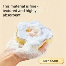 1pc High-Density Cartoon Fruit Sponge Scrubber, Non-Stick, Suitable For Kitchen And Dining, Dishware Cleaning Tool, Thick And Large For Removing Dirt, White Cleaning Sponge Block