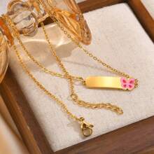 1 stuk schattige en minimalistische roestvrijstalen roze vlinderbloem gouden ketting, sieraden cadeau voor vrouwen, geschikt voor dagelijks gebruik, gepersonaliseerd cadeau voor school, vakantie