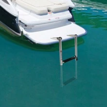 2-Step Stainless Steel Telescoping Boat Ladder, 270° Rotatable, Anti-Slip Pedals, Heavy Duty, Easy Install For Yachts, Pools, Max Load 330.69lbs - Silver - View 3