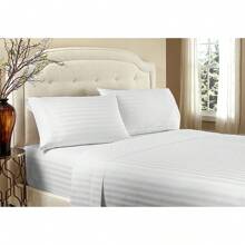 Hotel Collection 1800 Super Soft & Wrinkle Free Luxurious Stripe 6-Piece Sheet Set With Extra Pillowcases - trắng - Xem 1