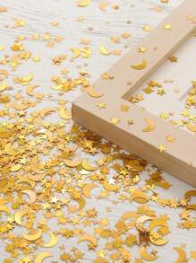 1 bolsa/15g Confeti con estrellas y lunas, confeti brillante, confeti metálico dorado y plateado, con estrellas, lunas, lentejuelas, para bodas, fiestas, regalos, decoración, manualidades, bricolaje