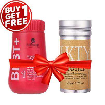 蓬松发粉/发蜡棒。（男女通用，无油蓬松粉末，免洗喷雾，适合男士和女士使用）可有效控制天然或人造头发上的毛躁或凌乱发际线，清爽不油腻，适合控制毛躁和打造卷发造型。适用于所有发质，可用于打造刘海造型，清爽不油腻，具有定型和防卷曲功效，蕴含天然植物萃取精华。