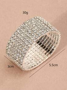 1pc Girls' Fashionable Luxury Multilayer Rhinestone Bracelet - Silver - View 8
