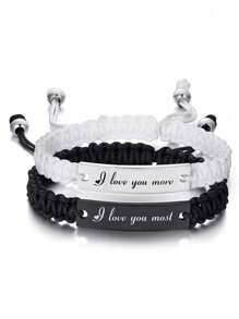 suteyi 可调节编织“我爱我的男朋友/女朋友”异地恋情侣手链，周年纪念/生日礼物