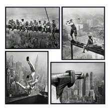 New York City Fotoset - Vintage NYC Skyline Muurkunst Decor Foto's - Poster Fotoafdrukken - Cadeau voor New Yorker, NY, Big Apple, Manhattan, Chrysler Building, Golf, Bouw Fans Ongeraamde Stijl