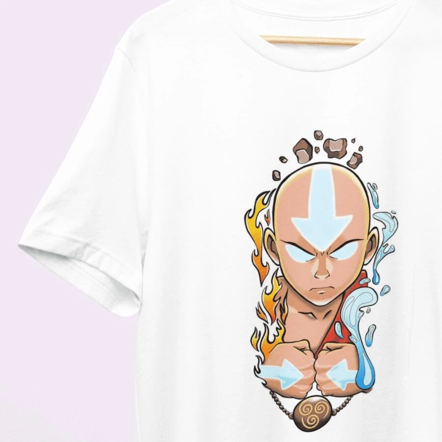 Camiseta La leyenda de Aang Serie Anime - BELLA MODA - Blanco - Ver 1