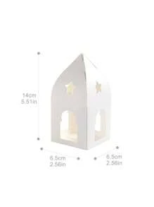 7 Peças Caixas de Presente de Papel Dobrável Transparente com Estrela Branca Oca e Lua, Forma de Castelo Minimalista Embalagem de Biscoito e Doces