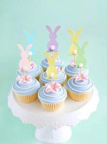5/10 piezas Decoración de pastel de Pascua, Insertos creativos y coloridos de conejos para pasteles, Suministros de decoración para fiestas con tema de Pascua, Decoraciones para cupcakes, Insertos de decoración de postres y pasteles, Decoraciones de Pascua, Decoraciones para fiestas festivas - Multicolor - Ver 8