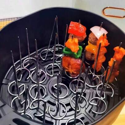 10pcs/20pcs Stainless Steel Barbecue Skewers, Be Applicable To Air Fryers And Ovens, Vertical Barbecue Sticks, Suitable For Outdoor Camping, Hiking, Barbecue Tools, Non Electric, Durable Kitchenware