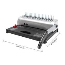 Comb Binding Machine 21 Holes 450 Sheet A4/A5 Coil Manual Paper Punch Binder, A4 Binding Machine With 100* Comb Rings - Silver+Black - View 2