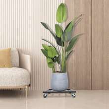 kangten 16" X 16" Rolling Plant Stand  Max 150 Lbs, Movable Plant Tray, Lockable Flowerpot Tray Rack W/ 4* Universal Wheels - 40*40*8cm/16*16*3.15inch - View 10