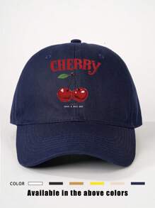 1 Pc Cherry Print Adjustable Baseball Cap, Outdoor Sun Protection Casual Hat Suitable For Spring, Autumn, Travel, Beach, Y2K Style Youth Cap - Baseball Cap - View 24