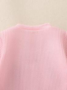 Baby Girls Love Letters Embroidery Pink Bodysuit, Cute Essential For 0-2 Years Old Baby For Valentine's Day