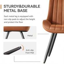 Nalupatio Dining Chairs Set Of 2, Modern Kitchen Chairs With Thick Cushions, Comfortable Upholstered Dining Chair With Metal Legs For Dining Room Or Kitchen Table - màu nâu - Xem 4