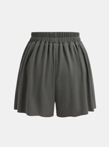 Graues ärmelloses geripptes Yoga Top & lose Yoga Shorts mit Kordelzug Set, bequeme & entspannte Passform, Sommer - Grau - Übersicht 5