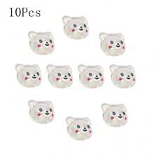 10 pièces de perles acryliques colorées de têtes d'ours et de pandas plaquées multicolores pour la fabrication de bracelets, colliers, chaînes de téléphone portable et pendentifs DIY