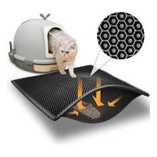 Double-Layer Cat Litter Box Mat With Black Honeycomb Design, Slip-Resistant And Washable, Suitable For Cat Litter Box - Black - View 1