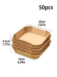 50/75/100pcs Round Parchment Paper, Rectangular Oven Cooking/Air Fryer Liners, Suitable For Bread, Potato, Toast, Pizza, Fried Chicken, Fries, Roast Chicken, Egg Tart, Heat-Resistant, Waterproof, Oil-Proof