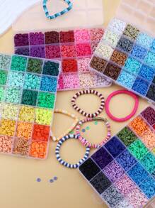 Perles d'argile, perles d'espacement rondes plates en argile Heishi pour la confection de bracelets, boucles d'oreilles, artisanat DIY pour cadeaux de fête