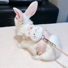 قطعة واحدة قابلة للتعديل من سترة سرج الأرنب، سرج أرنب بشكل أذن الدب الجميل ، سِلْسِلَة رابط لحيوانات الأليفة الصغيرة والأرانب - متعدد الألوان - مشاهدة 1