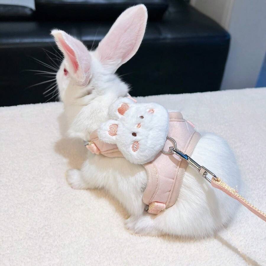 قطعة واحدة قابلة للتعديل من سترة سرج الأرنب، سرج أرنب بشكل أذن الدب الجميل ، سِلْسِلَة رابط لحيوانات الأليفة الصغيرة والأرانب - متعدد الألوان - مشاهدة 1