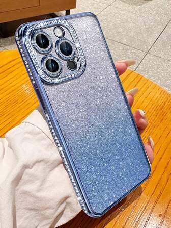 Luxury Rhinestone Sequin Electroplated Silver Phone Case Compatible With IPhone 17 16E 15 14 13 12 11 X XS Max XR Pro Plus, Galaxy A02S-A07 A12-A17 A22-A26 A32-A36 A50-A56 S20-S25, Honor Magic, OPPO Reno, Mi, Infinix Smart