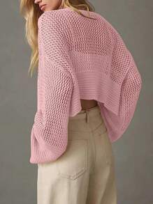 Women's Summer Perfect Boho Cropped Cardigans Lightweight Open Front Knit Outerwear - Hồng - Xem 5