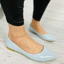 Women's Simple & Fashionable Flat Slip-On Shoes, Solid Color Pointed Toe - Blue - View 2