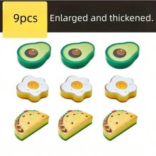 1pc High-Density Cartoon Fruit Sponge Scrubber, Non-Stick, Suitable For Kitchen And Dining, Dishware Cleaning Tool, Thick And Large For Removing Dirt, White Cleaning Sponge Block